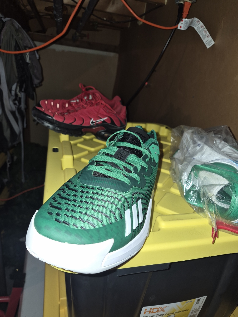 Adidas Green Tennis Shoe with White Stripes